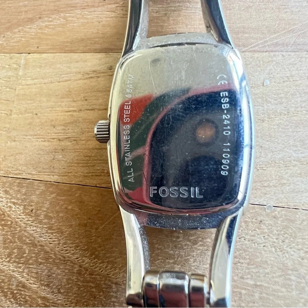 Fossil ladies crystal accented dress bracelet watch NEW BATTERY